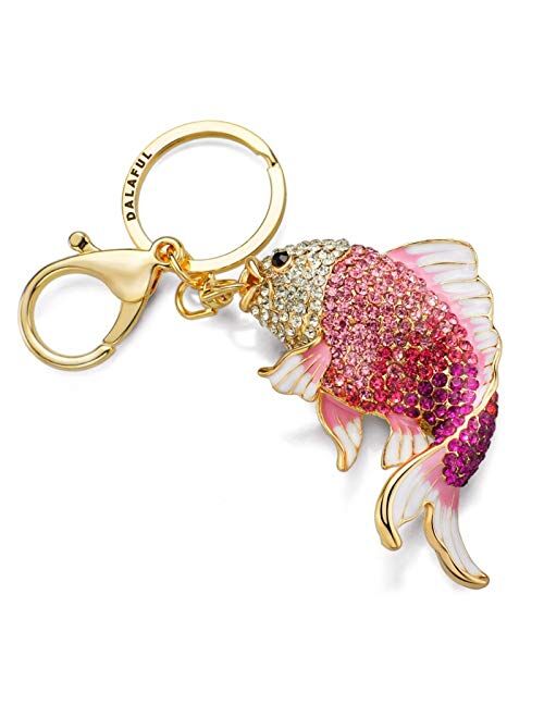 Neaer Keychain Exquisite Enamel Crystal Fish Key Chains Holder