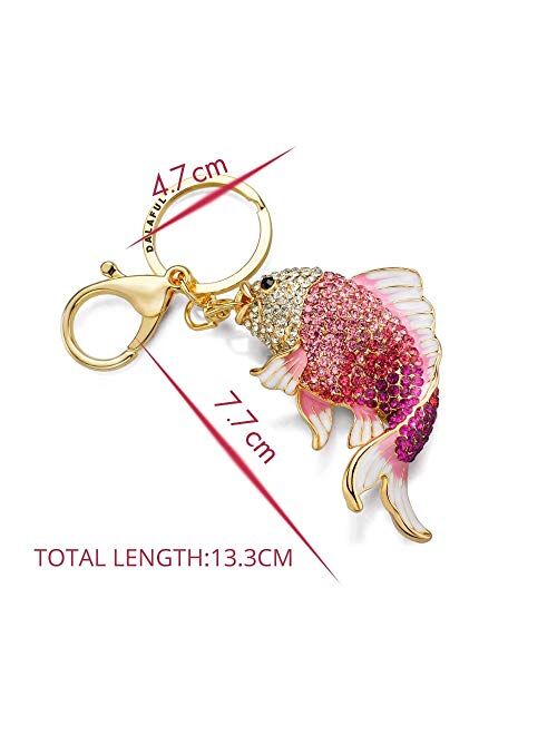 Neaer Keychain Exquisite Enamel Crystal Fish Key Chains Holder