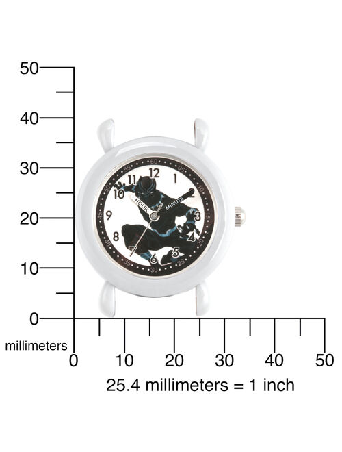 Marvel Black Panther & Avengers Boys' Gray Plastic Time Teacher Watch, Black Silicone Strap