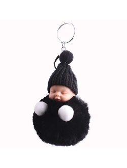 ZZPH Durable and Beautiful Keychain Fluffy Baby Sleep Key Chain Pendant Key Chain Keyring