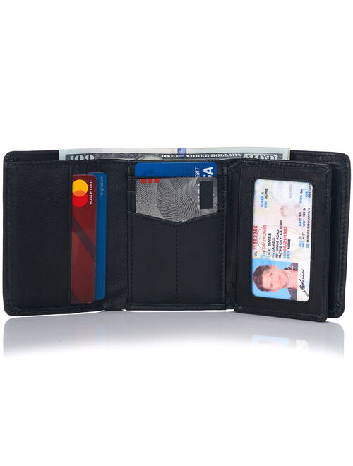 Alpine Swiss RFID Mens Wallet Deluxe Capacity Trifold With Divided Bill Section