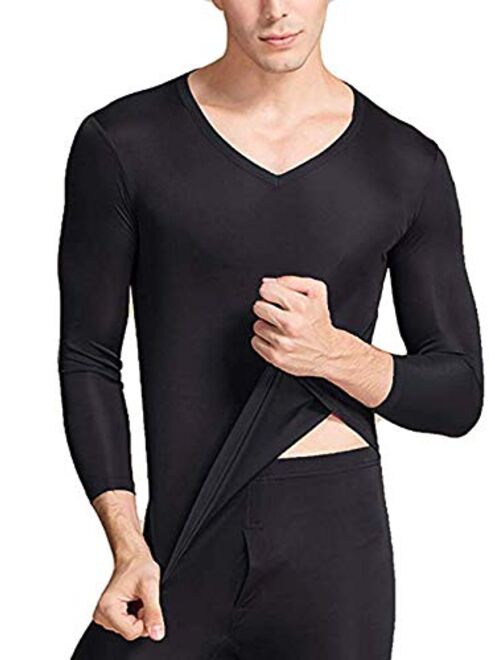 Men's Silk Long Johns|V-Neck Mens Silk Long Underwear | Mulberry Silk Thermal Underwear Sets& Base Layer