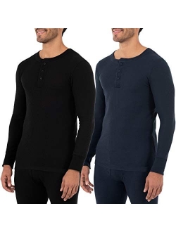 Men's Recycled Waffle Thermal Underwear Henley Top (1 and 2 Packs)