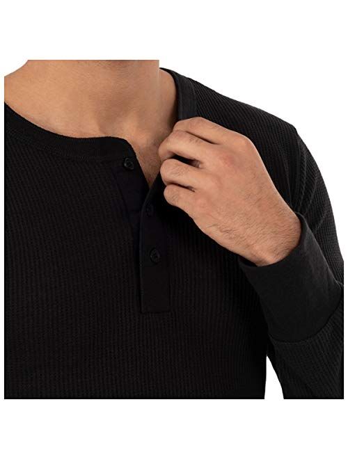 Fruit of the Loom Men's Recycled Waffle Thermal Underwear Henley Top (1 and 2 Packs)
