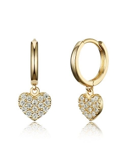 14k Gold Plated Brass Heart Plain Huggy Baby Girls Hoop Earrings