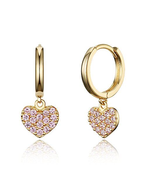 Lovearing 14k Gold Plated Brass Heart Plain Huggy Baby Girls Hoop Earrings