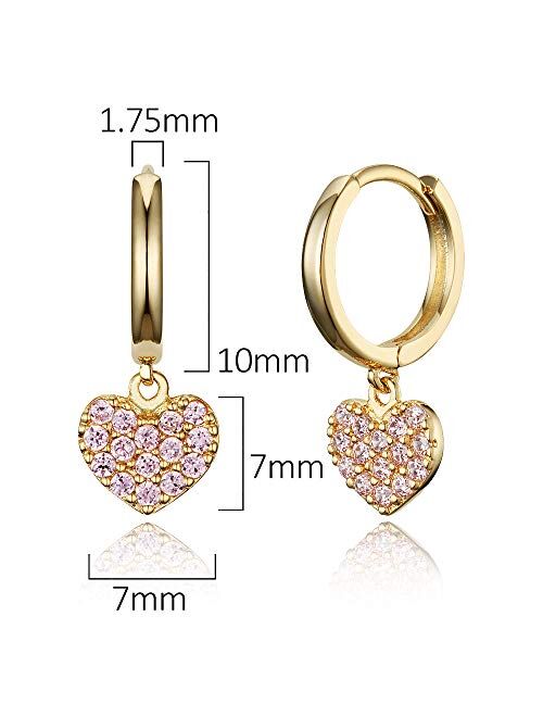 Lovearing 14k Gold Plated Brass Heart Plain Huggy Baby Girls Hoop Earrings