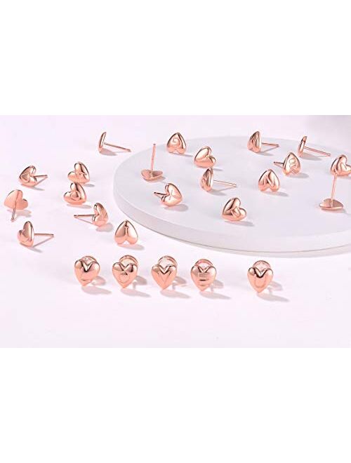 Jewlpire 925 Sterling Silver Heart Initial Stud Earrings for Girls Women - 18K Gold Plated Handmade Dainty Letter Earrings Hypoallergenic Initial Earrings for Kids Child 