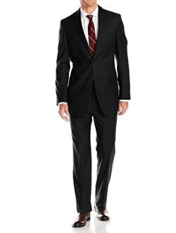 Luciano Natazzi Men's Two Button Pinstripe Modern Fit Suit 2 Piece Jacket Pant