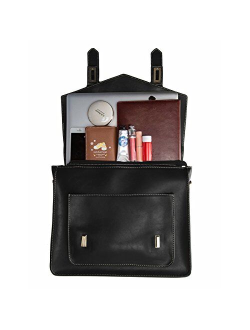 ECOSUSI Briefcase, Messenger, Laptop Satchel Work Bags Vegan Leather Fits 15.6-inch Laptops