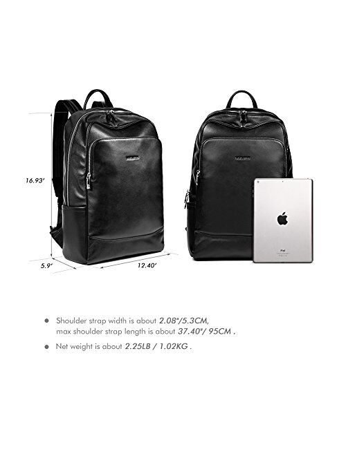 BOSTANTEN Leather Backpack College Laptop Travel Camping Computer Shoulder Bag Gym Sports Backpacks For Men Black