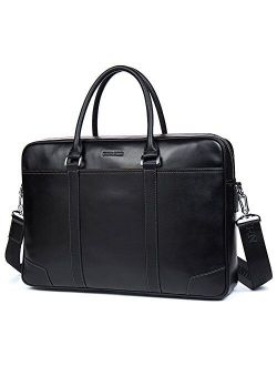 Leather Briefcase Messenger Business Bags Laptop Handbag Black