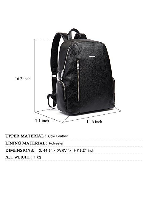 BOSTANTEN Leather Backpack College Laptop Travel Camping Shoulder Bag Gym Sports Bags for Men Coffee