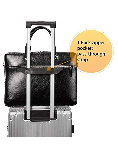 BOSTANTEN Leather Briefcase Shoulder 15.6 "Laptop Business Vintage Slim Messenger Bags for Women & Men Black