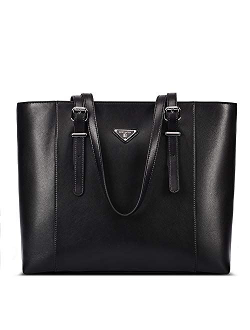 BOSTANTEN Women Briefcase Leather Laptop Tote Handbags 15.6 inch Computer Shoulder Bags Brown