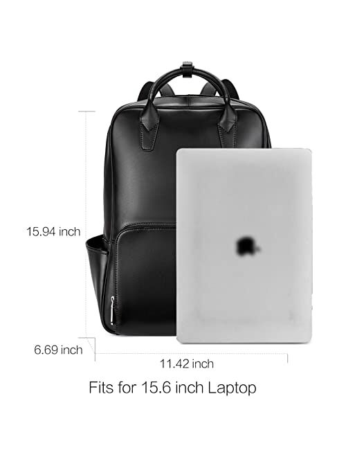 BOSTANTEN Laptop Backpack for Women 15.6 inch Computer Genuine Leather Backpack Purses College Travel Daypack Large Satchel