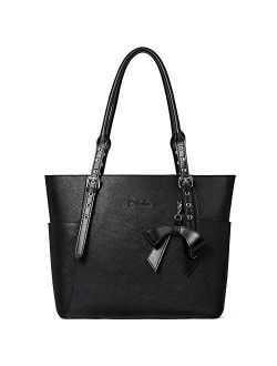 Women Leather Handbag Designer Tote Shoulder Work Purses Grey