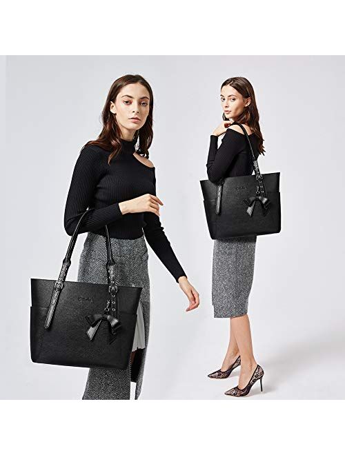 BOSTANTEN Women Leather Handbag Designer Tote Shoulder Work Purses Grey