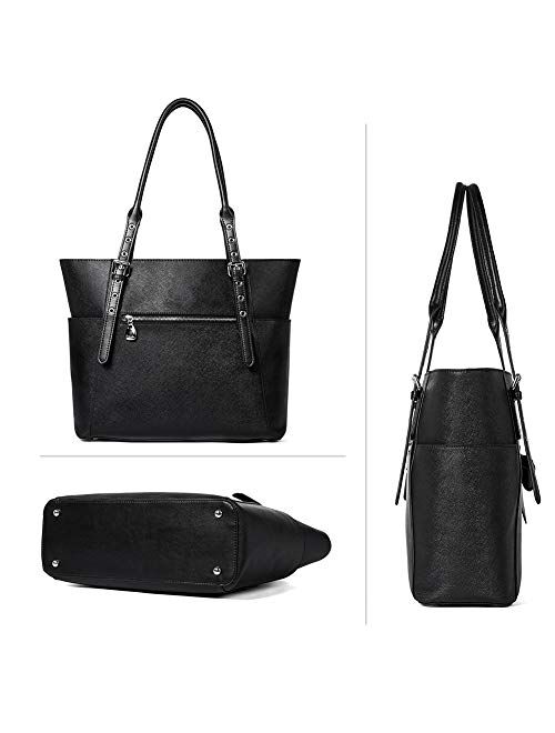 BOSTANTEN Women Leather Handbag Designer Tote Shoulder Work Purses Grey