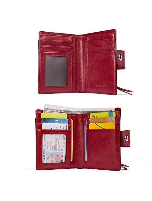 BOSTANTEN Women's Leather Designer Handbags Tote Purses Shoulder Bucket Bags and Leather Wallet RFID Blocking Small Bifold Zipper Pocket Wallet Card Case Red Bundle