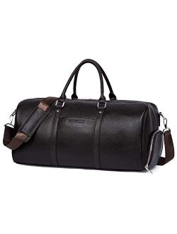 Genuine Leather Duffel Bag Travel Weekender Overnight Gym Sports Luggage Tote Duffle Bags For Men (Coffee-large)