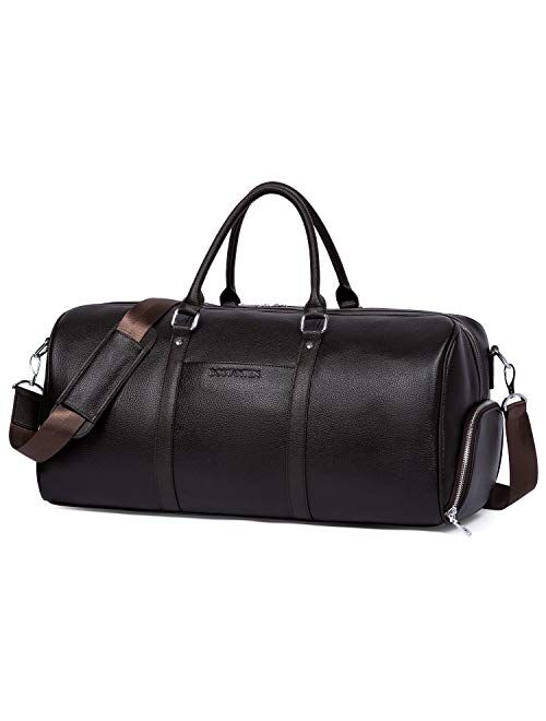 BOSTANTEN Genuine Leather Duffel Bag Travel Weekender Overnight Gym Sports Luggage Tote Duffle Bags For Men (Coffee-large)