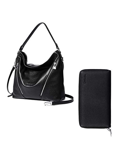 BOSTANTEN Women Leather Handbag Designer Large Hobo Purses Shoulder Bags and Leather Wallets for Women RFID Blocking Zip Around Credit Card Holder Phone Clutch