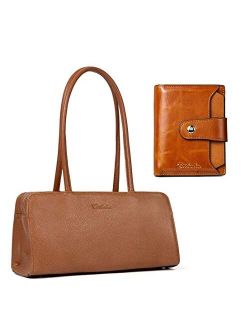 Women Designer Handbags Genuine Soft Leather Top Handle Purses and Handbags Satchel Shoulder Bag Brown BOSTANTEN Women Leather Wallet RFID Blocking Small Bifold