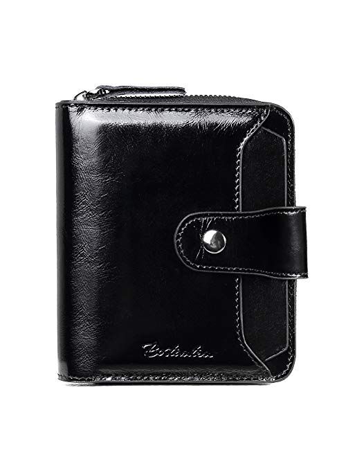 BOSTANTEN Women Leather Handbag Designer Large Hobo Purses Shoulder Bags and Leather Wallets for Women RFID Blocking Zipper Pocket Small Bifold Wallet Card Case Black