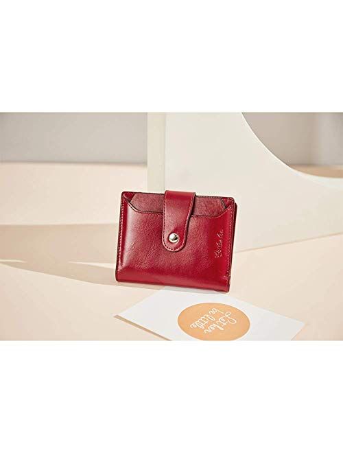 BOSTANTEN Women's Leather Designer Handbags Tote Purses Shoulder Bucket Bags and Leather Wallet RFID Blocking Small Bifold Zipper Pocket Wallet Card Case Red Bundle