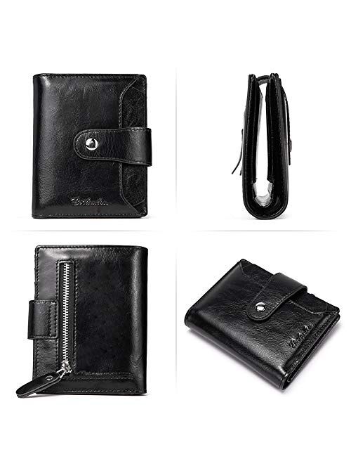 BOSTANTEN Women Leather Handbag Designer Large Hobo Purses Shoulder Bags and Women Leather Wallet RFID Blocking Small Bifold Zipper Pocket Wallet with ID Window