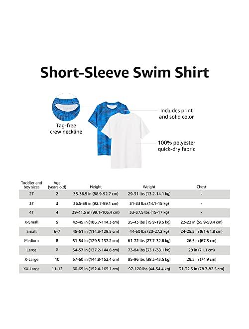 Amazon Essentials Boys' UPF 50+ Short Sleeve Swim Shirt