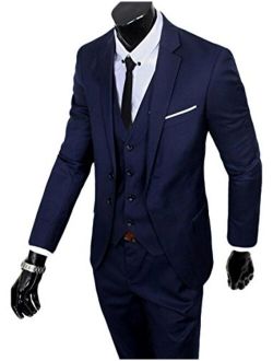 The Peachess Men's 3 Pieces Suit for Weddings Party Smoking Suit Tuxedos Jacket,Vest,Trousers