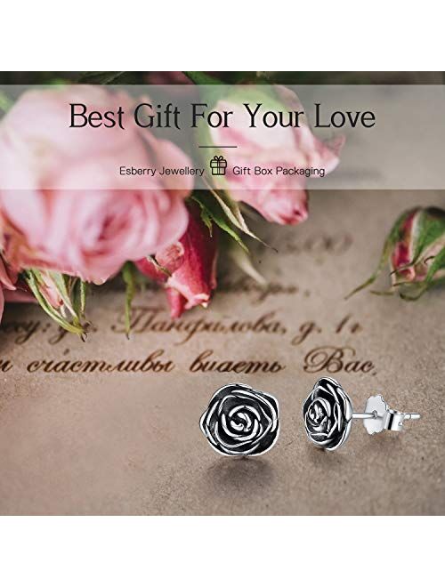 ✦Gifts for Mother's Day✦18K Gold Plating 925 Sterling Silver Rose Stud Earrings Hypoallergenic Flower Earrings Jewelry Gifts for Women Girls Mom Mother Wife Girlfriend