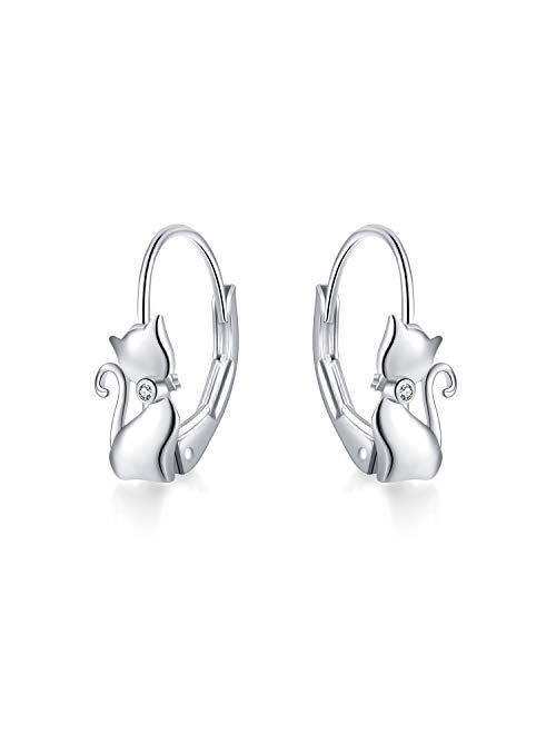 Sterling Silver Unicorn Earrings,Cat Earrings Elephant Earrings,Panda Earrings,Owl Earrings,Coala Bear Earrings,Animal Leverback Dangle Earrings