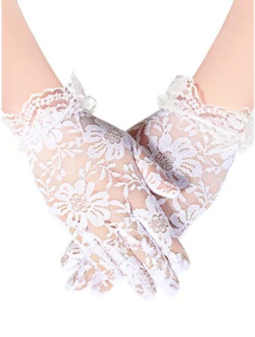 Sumind Girls Princess White Lace Gloves, Dress Gloves for Wedding Pageant Tea Parties