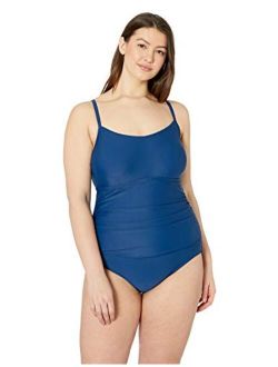 Women's Plus-Size Shirred One Piece Swimsuit