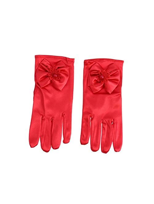 Girls Gorgeous Satin Fancy Gloves for Special Occasion Formal Pageant Party