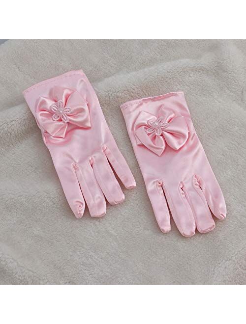 Girls Gorgeous Satin Fancy Gloves for Special Occasion Formal Pageant Party