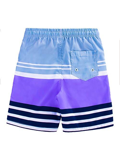 Kute 'n' Koo Boys Swim Trunks, UPF 50+ Quick Dry Striped Boys Swim Shorts, Boys Bathing Suit