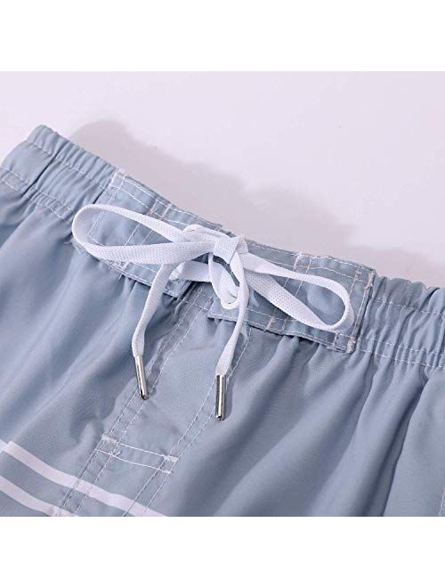 Kute 'n' Koo Boys Swim Trunks, UPF 50+ Quick Dry Striped Boys Swim Shorts, Boys Bathing Suit