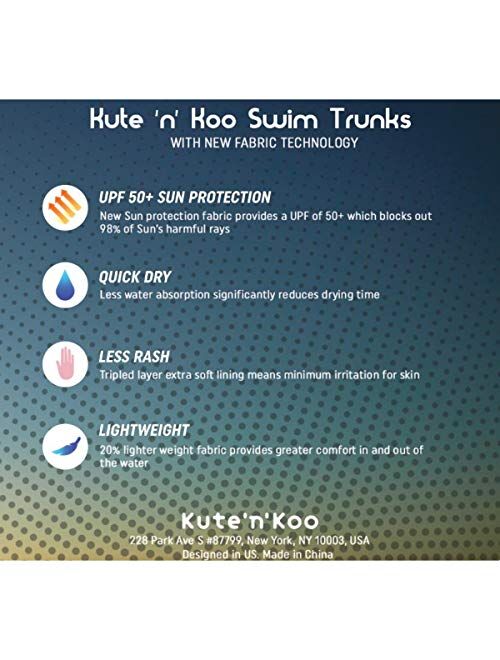 Kute 'n' Koo Boys Swim Trunks, UPF 50+ Quick Dry Striped Boys Swim Shorts, Boys Bathing Suit