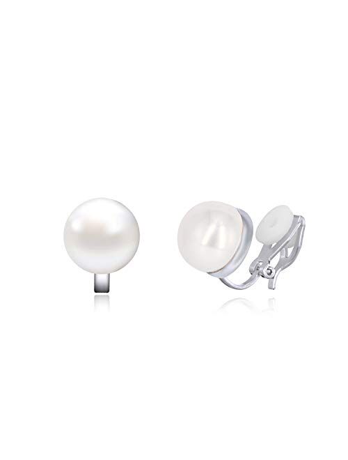 YOQUCOL Simulated Freshwater Pearl Clip On Earrings Not Pierced Elegant Stud Jewelry For Women Girls