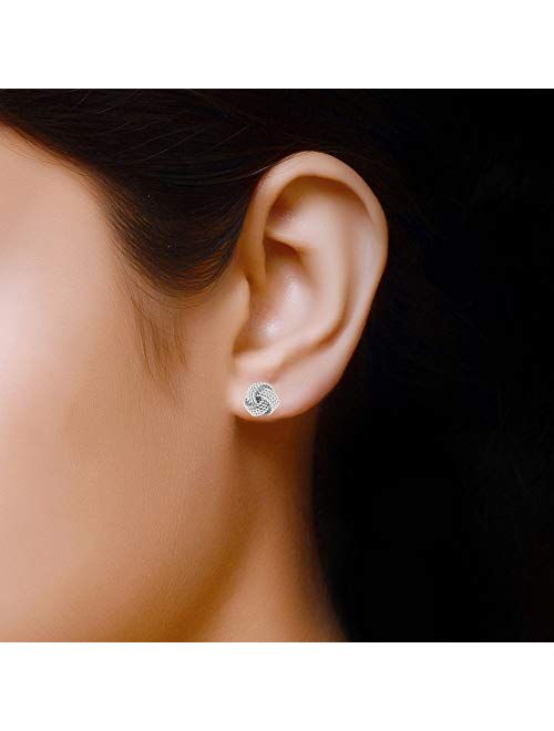 LeCalla Sterling Silver Jewelry Italian Design Diamond Cut Wire Love Knot Stud Earring for Women