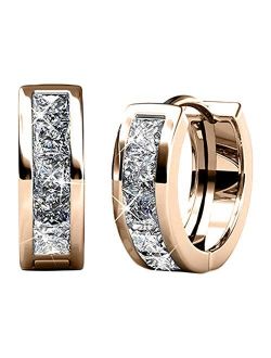 Cate & Chloe Giselle 18k White Gold Plated Crystal Hoop Earrings with Swarovski Crystals, Beautiful Sparkling Silver Small Hoops Earring Set, Wedding Anniversary Fashion 