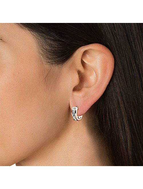 Cate & Chloe Giselle 18k White Gold Plated Crystal Hoop Earrings with Swarovski Crystals, Beautiful Sparkling Silver Small Hoops Earring Set, Wedding Anniversary Fashion 