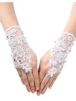 BNY Corner Flower Girl Satin Lace Fingerless Gloves