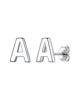 ChicSilver Hypoallergenic 925 Sterling Silver Stud Earrings Simple Tiny Initial Letter A-Z Studs for Women Girls Sensitive Ears (with Gift Box)