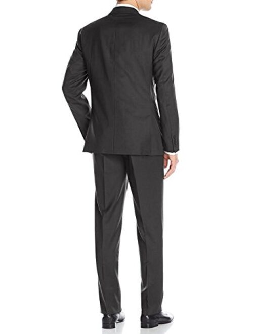 Luciano Natazzi Men's 2 Button Birdseye Two Piece Suit Modern Fit Jacket Pant