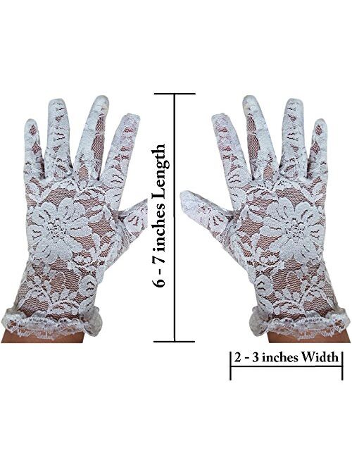 George Girl's White Lace Communion Gloves For Special Occasion, Wedding, Christmas